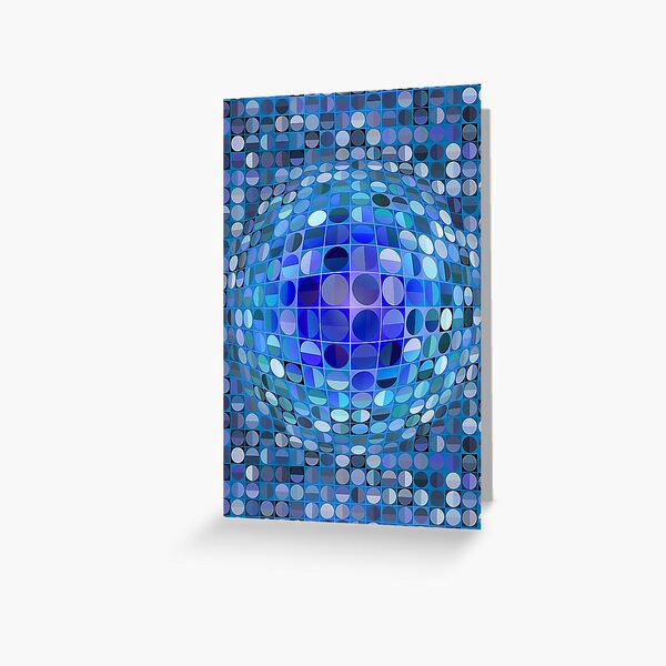 Optical Illusion Sphere - Blue Greeting Card