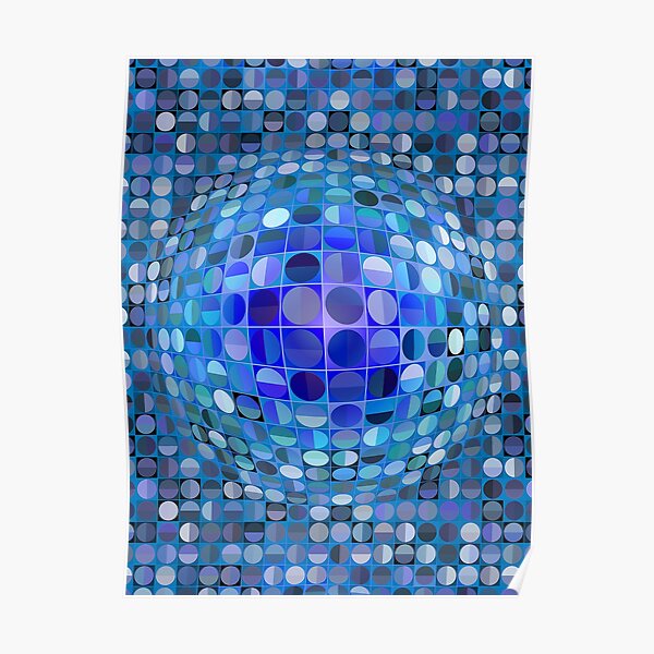 Sphère d'illusion optique - Bleu Poster
