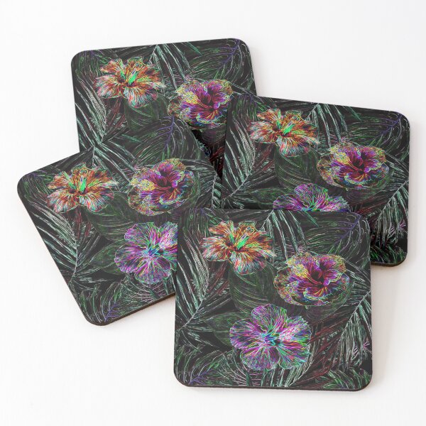Item preview, TROPICAL LEAFS WITH HIBISCUS designed and sold by Art-by-Cassy.