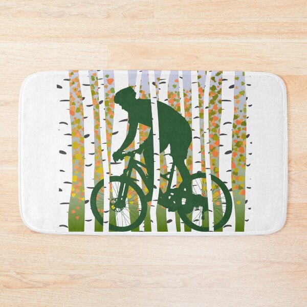 Item preview, Mountain Biker in a Birch Tree Forest in Autumn designed and sold by Rahdoo.