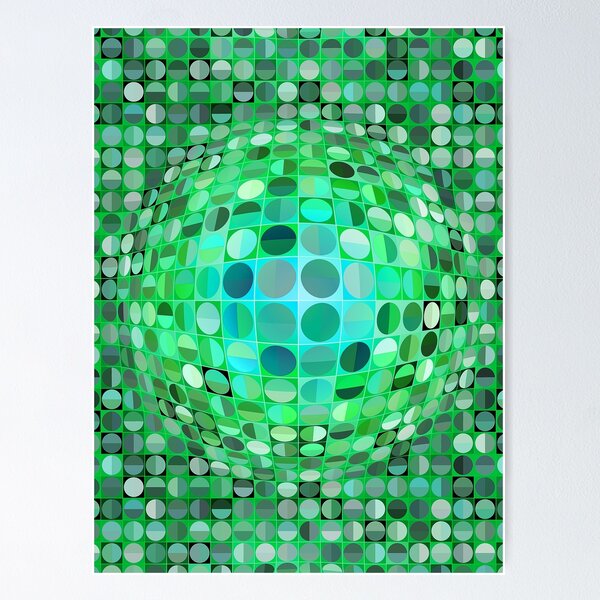 Optical Illusion Sphere - Green Poster