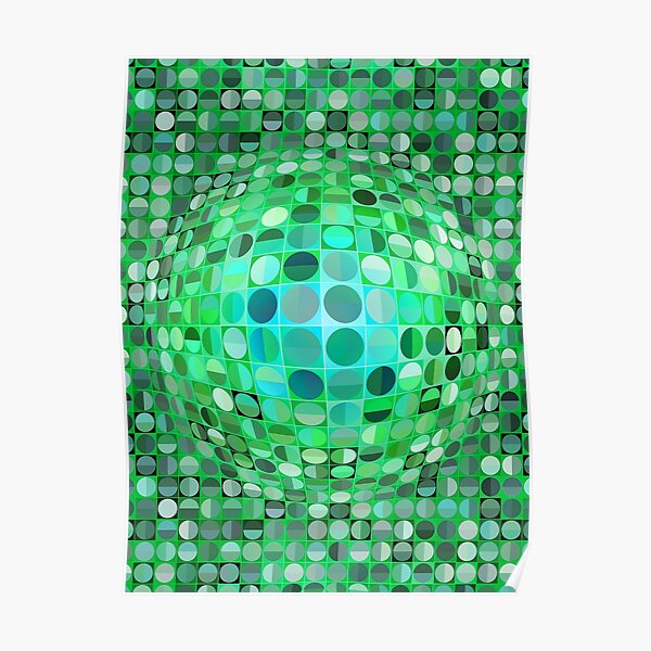 Optical Illusion Sphere - Green Poster