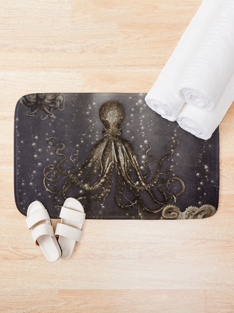 Thumbnail 2 of 6, Bath Mat, Octopus' lair - Old Photo designed and sold by BonniePhantasm.