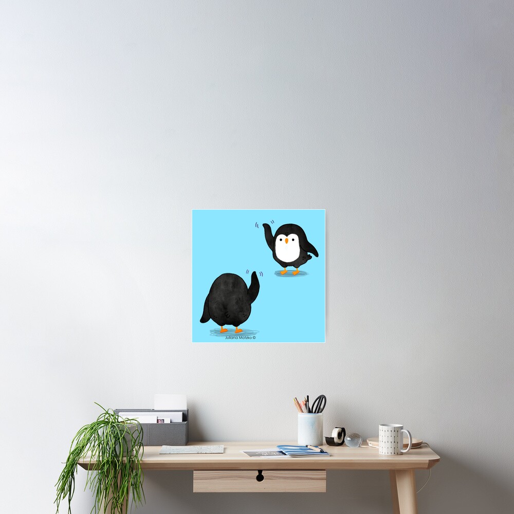 Penguins Waving Poster