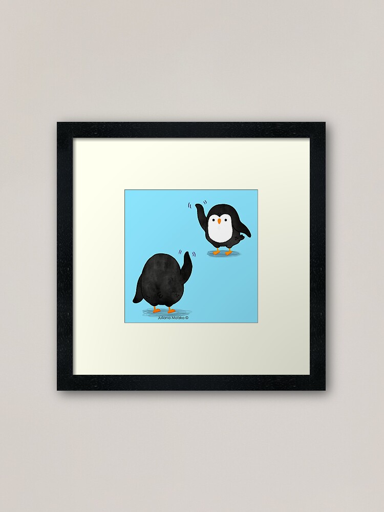 Alternate view of Penguins Waving Framed Art Print