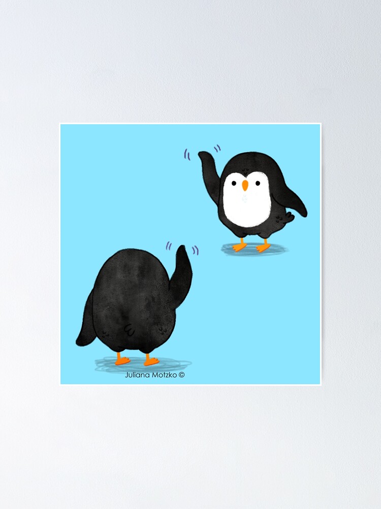 Alternate view of Penguins Waving Poster