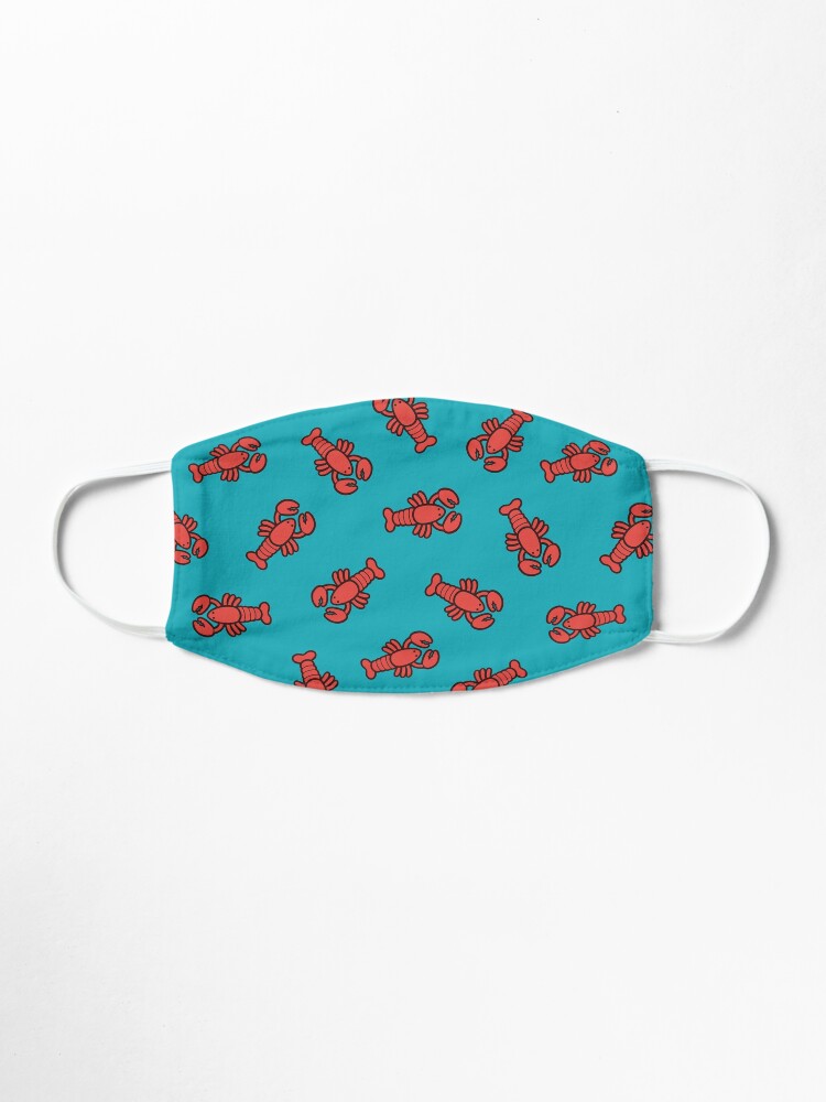 Alternate view of Lobsters Pattern on Turquoise Blue Mask