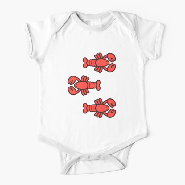 Lobsters Pattern on Turquoise Blue Short Sleeve Baby One-Piece