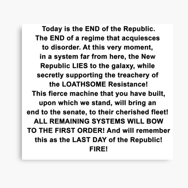 starkiller speech Canvas Print