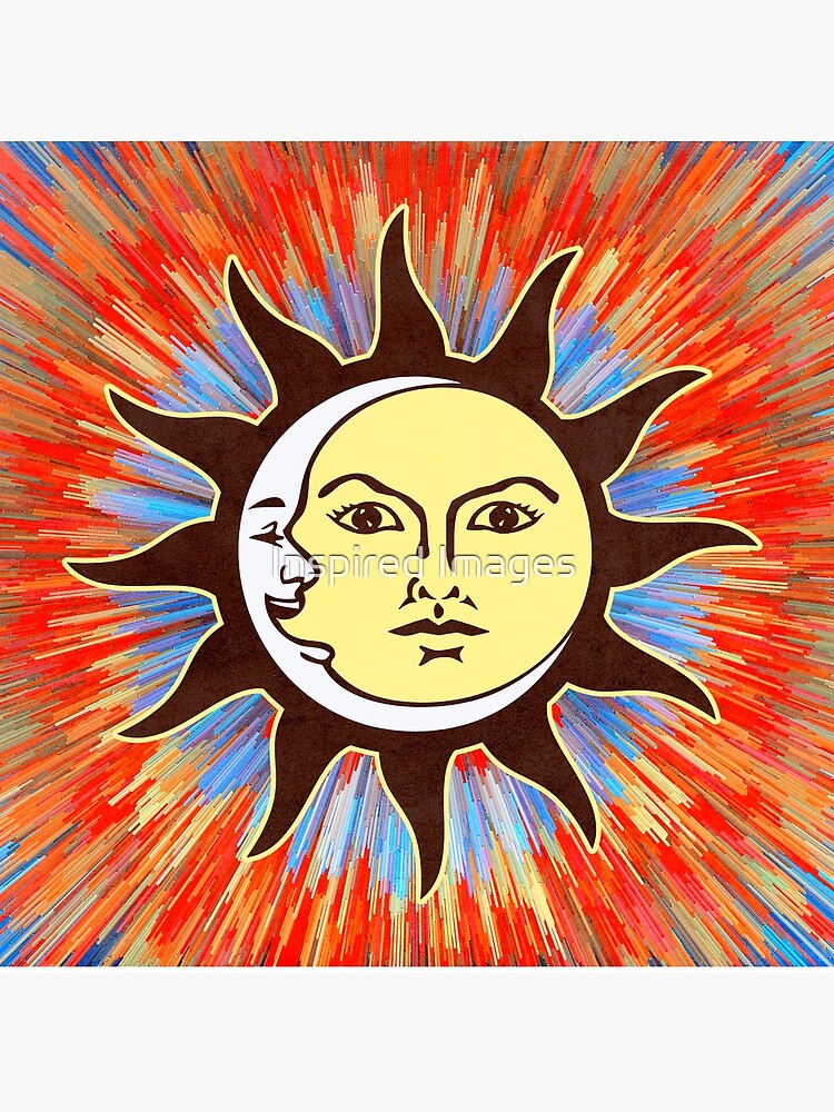 Psychedelic Sun & Moon / Peace Sign Bohemian Hippie Festival by ImageMonkey