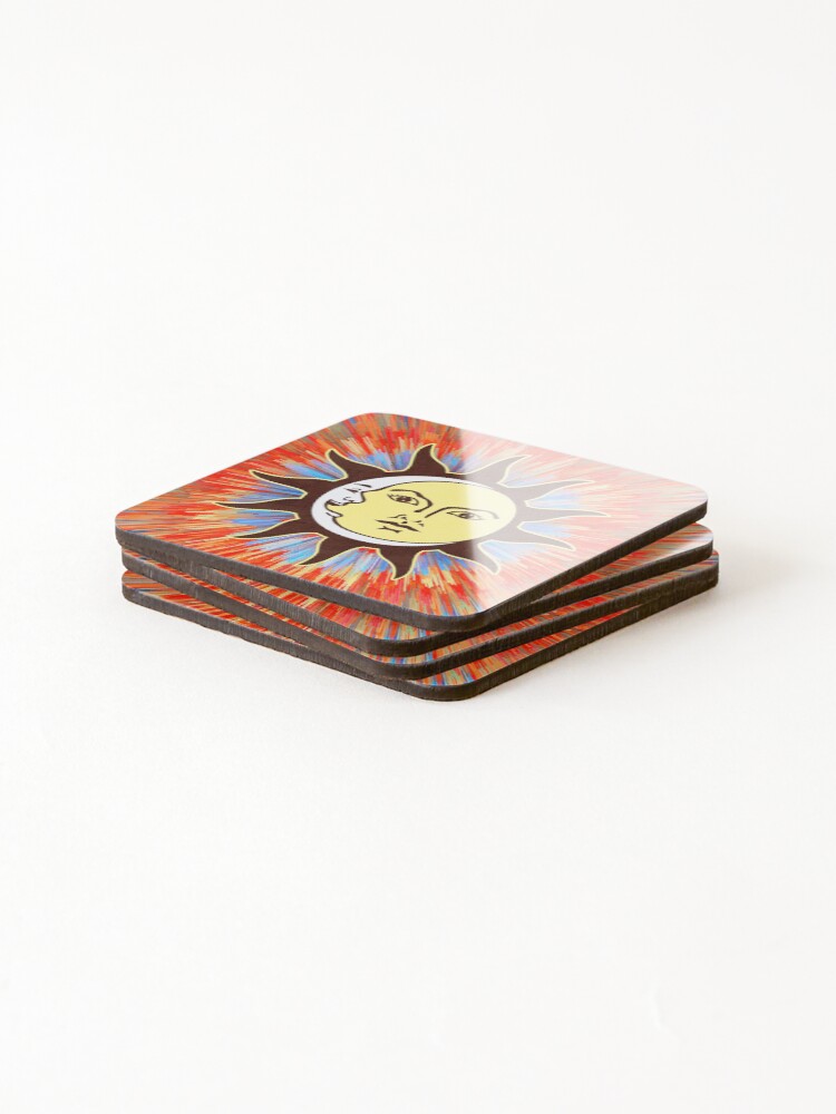 Alternate view of Psychedelic Sun & Moon / Peace Sign Bohemian Hippie Festival Coasters (Set of 4)