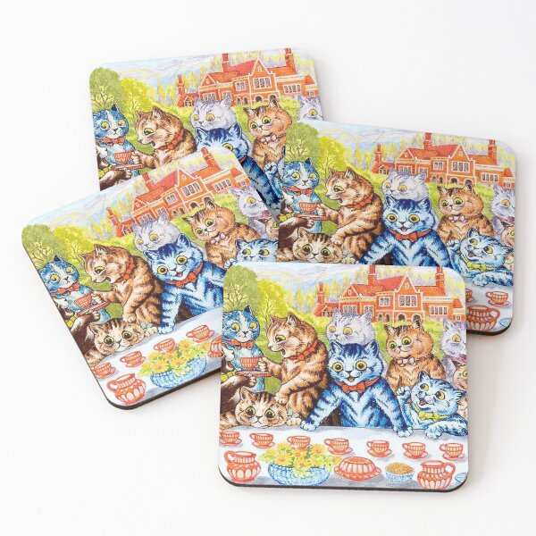Item preview, CAT SOCIAL TEA PARTY : Vintage Louis Wain Abstract Print designed and sold by posterbobs.