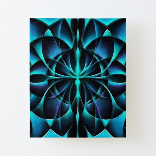 Blue Geometric Optical Illustion Digital Drawing Canvas Mounted Print
