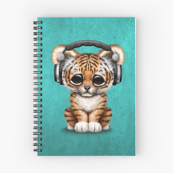 Item preview, Cute Tiger Cub Dj Wearing Headphones on Blue designed and sold by JeffBartels.