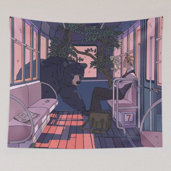 Item preview, Bear with me on the bus surreal art designed and sold by MindChirp.