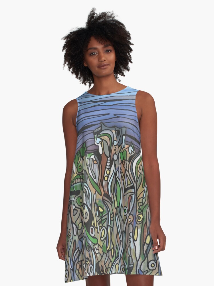 Thumbnail 1 of 4, A-Line Dress, Somewhere To Get Lost designed and sold by Jeffrey Kimsey-Carroll.