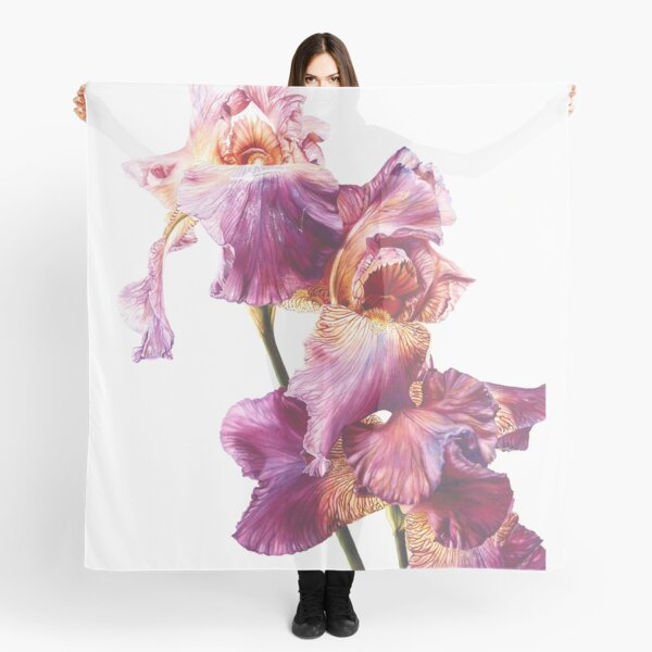 Botanical Iris #2 Watercolor Painting Scarf