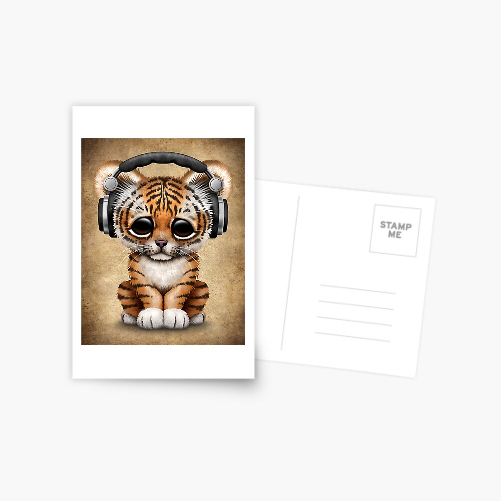 Adorable Baby Tiger Cub on White Postcard