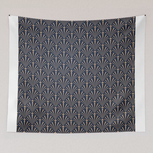 Item preview, Art Deco Palm Pattern in Midnight Blue designed and sold by BAYSTALT.