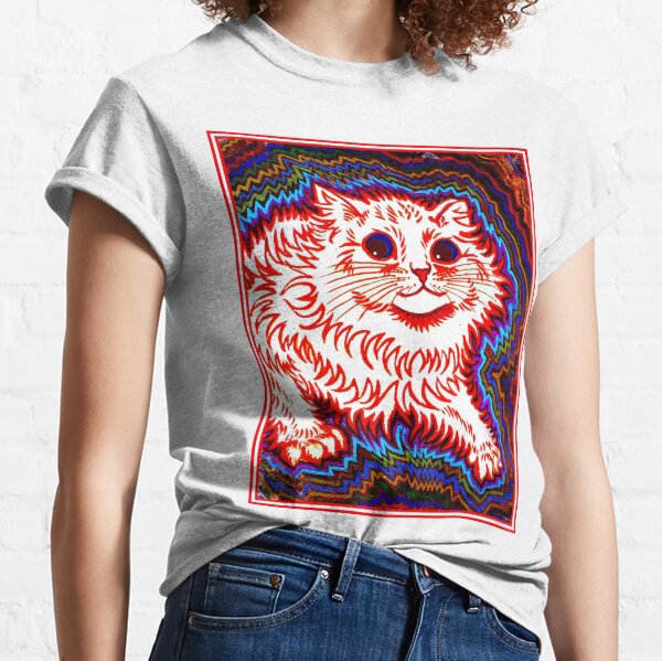 ORANGE CAT : Vintage Louis Wain Abstract Psychedelic Print Classic T-Shirt