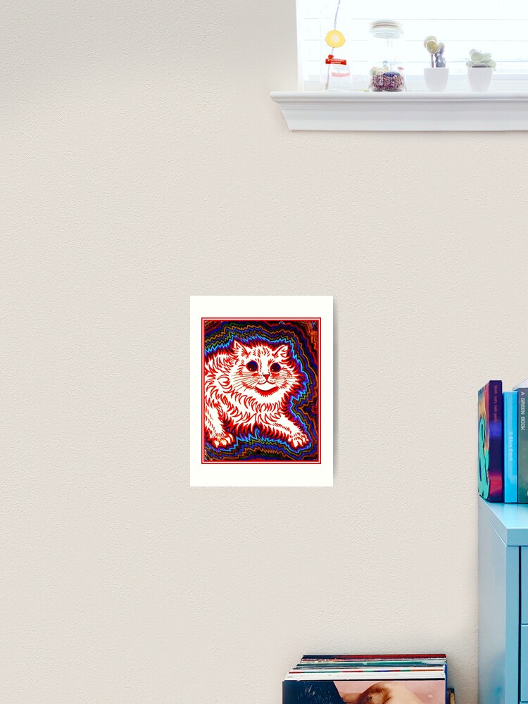 FLOWERED CAT : Vintage Psychedelic Abstract Louis Wain Print | Art Board  Print