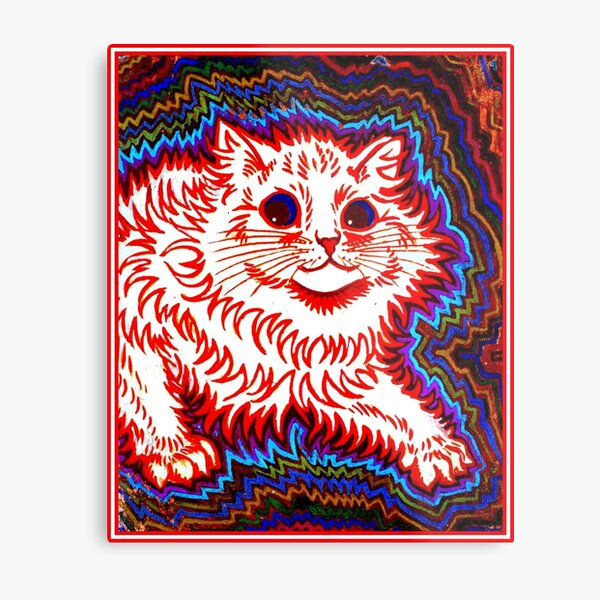 Aperçu de l'œuvre ORANGE CAT : Imprimé psychédélique abstrait vintage de Louis Wain créée et vendue par posterbobs.