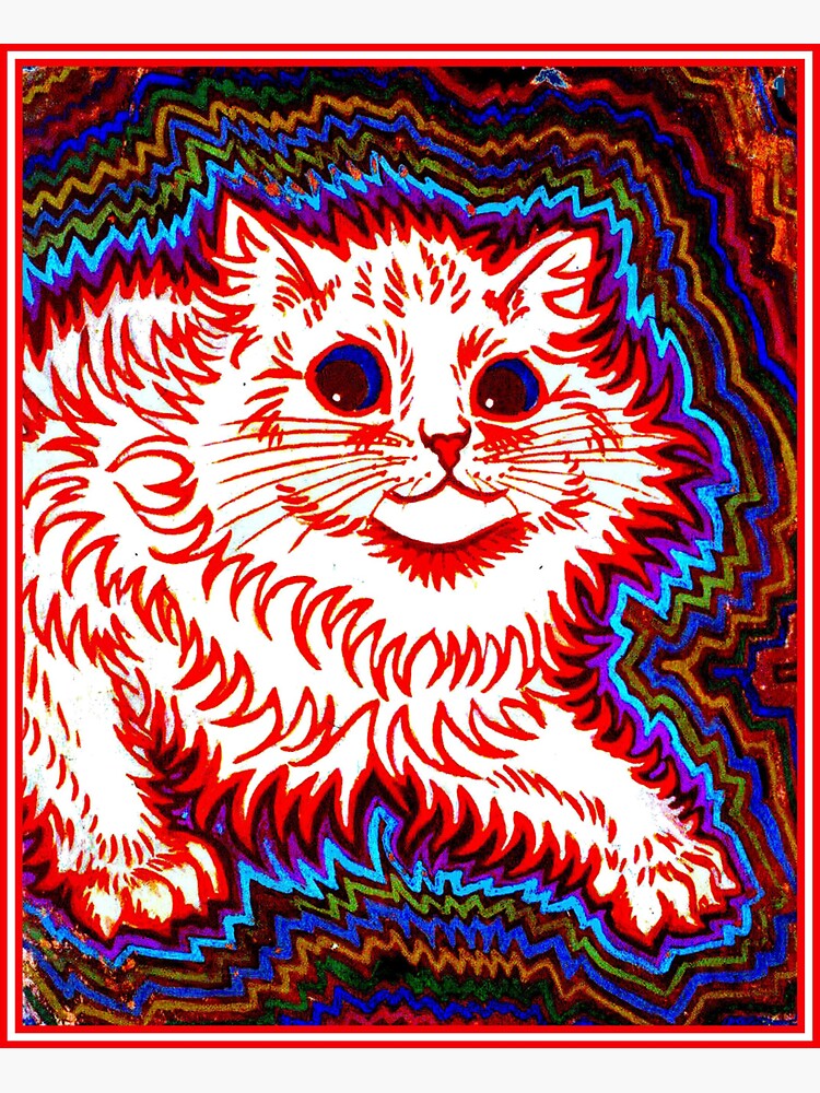 Thumbnail 3 of 3, Sticker, ORANGE CAT : Vintage Louis Wain Abstract Psychedelic Print designed and sold by posterbobs.