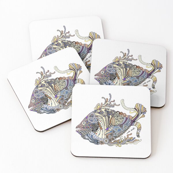 Item preview, Dragon Fish on White Geometric designed and sold by wontondoodles.