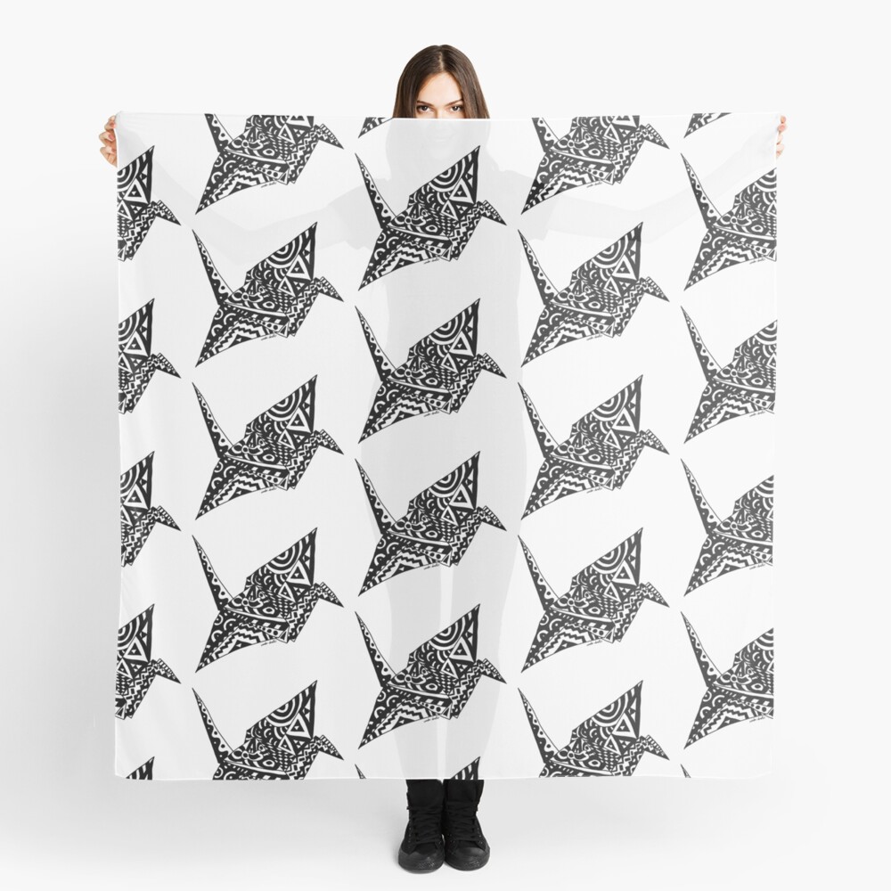 "Paper Crane Origami Doodle" Scarf by wontondoodles Redbubble