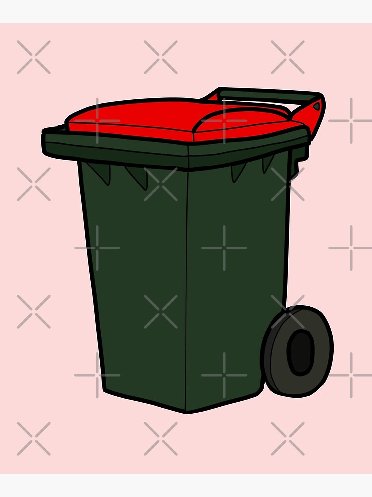 "Landfill Wheelie Bin Red Lid Illustration " Mounted Print for Sale by