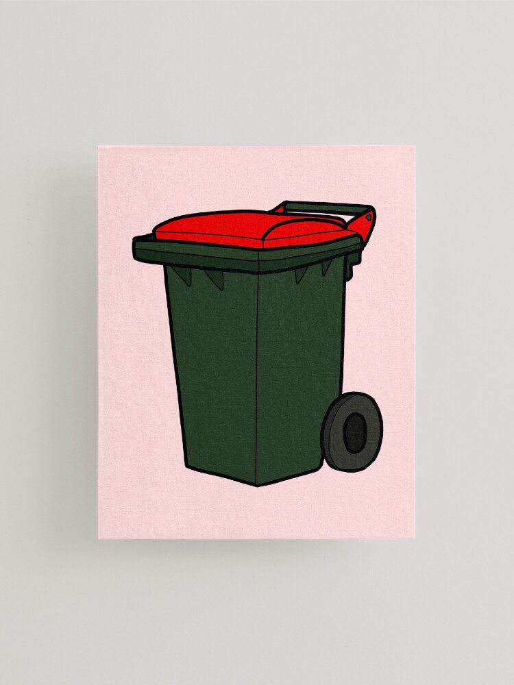 "Landfill Wheelie Bin Red Lid Illustration " Mounted Print for Sale by