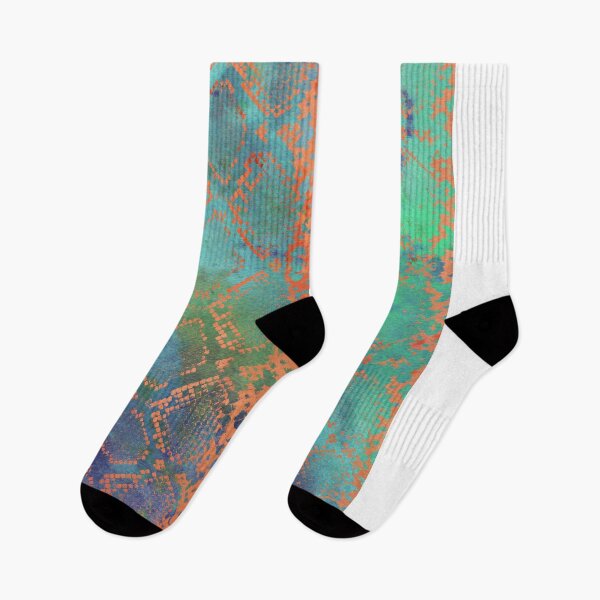 Artikelvorschau, Pastell Schlangenhaut Design Animal Print - Pfirsich & Petrol entworfen und verkauft von AndreaHelmArt.