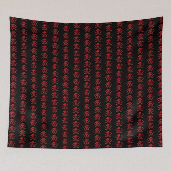 Item preview, Red Guy Fawkes Calico Jack Pirate Flag Jolly Roger Skull and Bones Graphic designed and sold by SpookshowDesign.