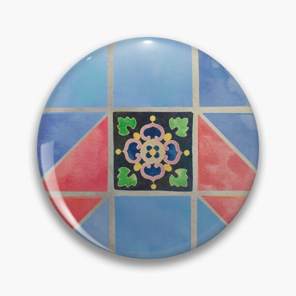 Item preview, Fredericksburg Texas Vintage Ceramic Tile Pattern - Blue & Red designed and sold by AndreaHelmArt.