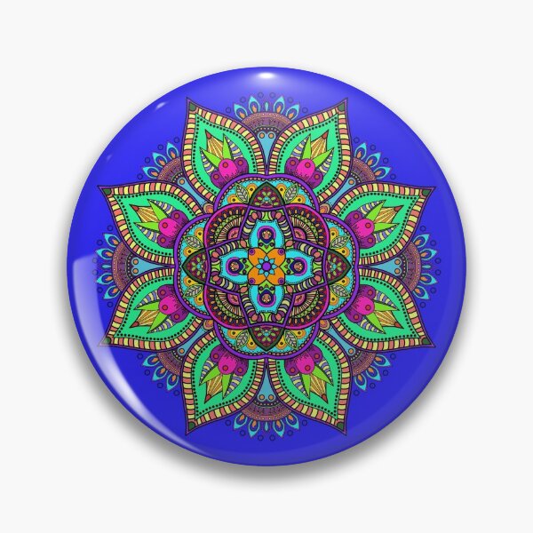 Item preview, Mandala 3 - Geometric Pattern with Black Outline - on Blue by Amanda M Lucas designed and sold by Amanda Lucas.