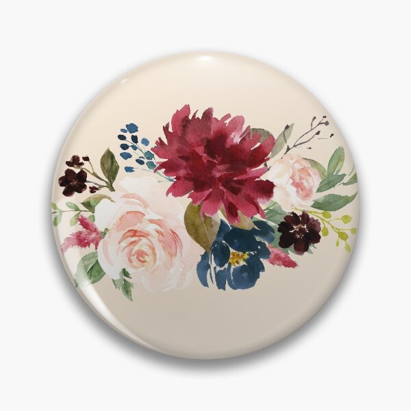 Item preview, Burgundy Navy Peach Watercolor Flowers designed and sold by junkydotcom.