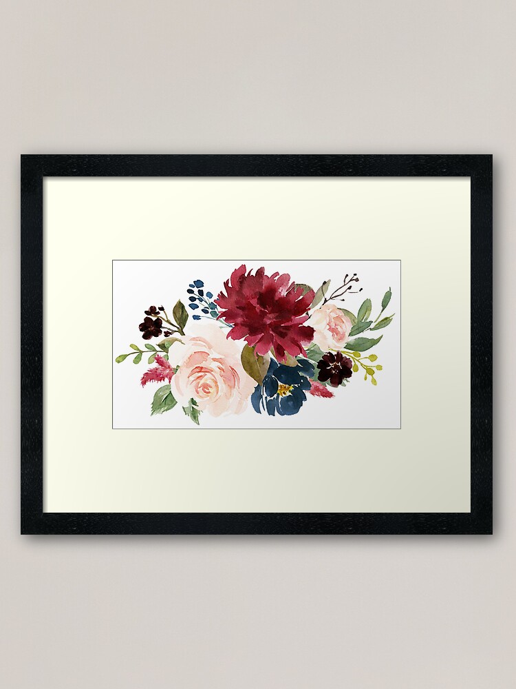 Pink burgundy floral bouquet Poster for Sale by junkydotcom