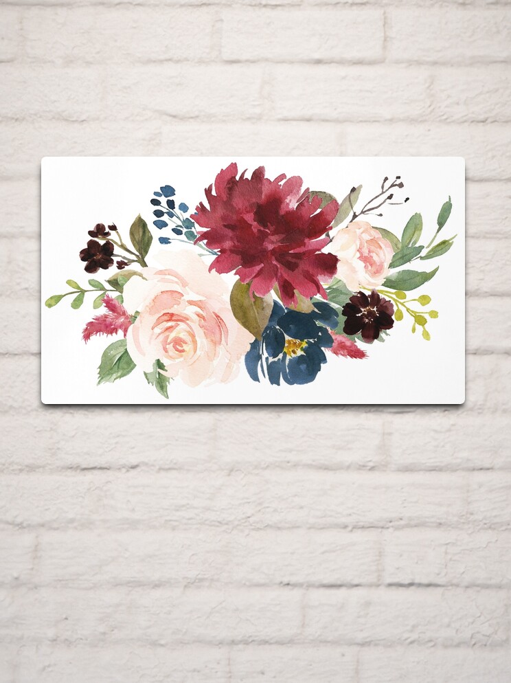 Pink burgundy floral bouquet Poster for Sale by junkydotcom