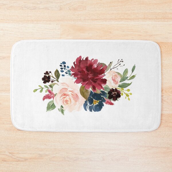 Item preview, Burgundy Navy Peach Watercolor Flowers designed and sold by junkydotcom.