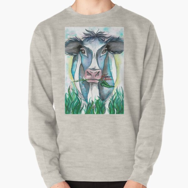 Cow With Flowers Pullover Sweatshirt