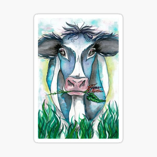 Cow With Flowers Sticker
