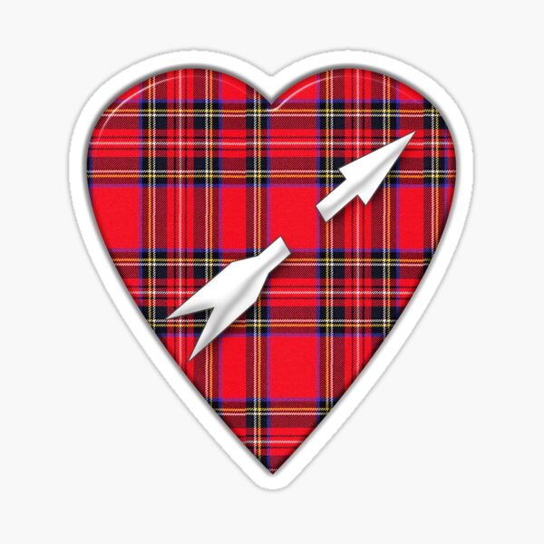 Scottish Royal Stewart Tartan Arrow Heart Sticker