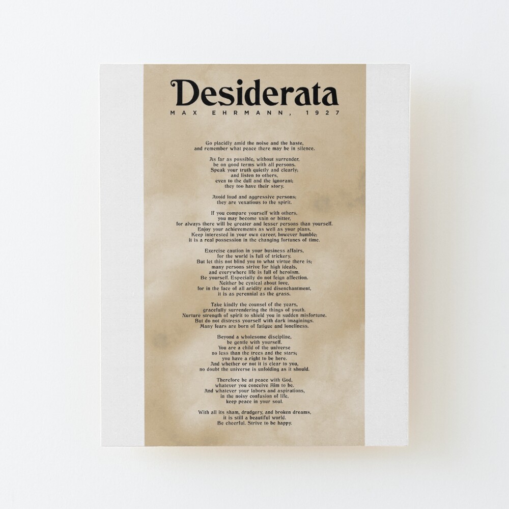 Desiderata Desiderata Poem by Max Ehrmann 1927 Poster Print 