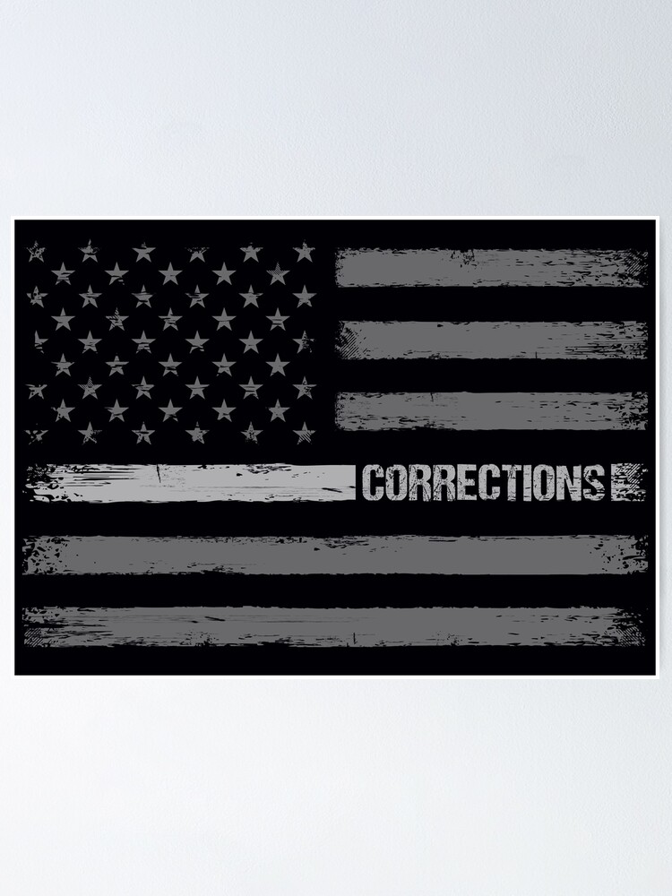 Correctional Officer Gifts Door Mat Thin Grey Line with American