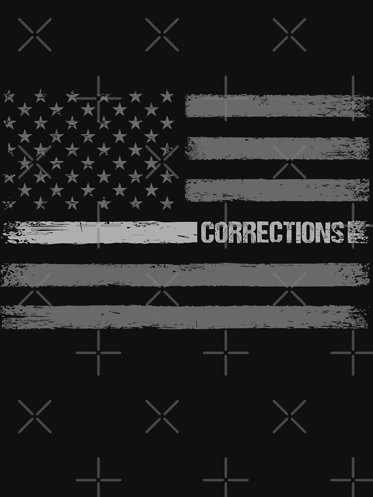 Corrections Correctional Officer Thin Silver Line Flag T Shirt By