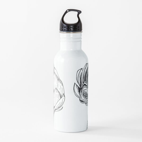 Artichokes Black and White Water Bottle