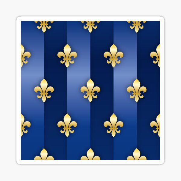 Fleur de Lys Gold und Blau Metallic-Effekt Sticker