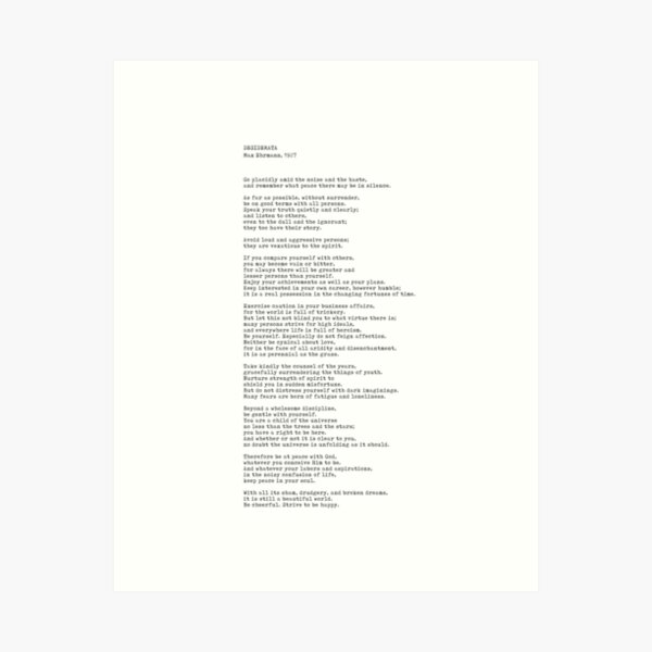 Item preview, Desiderata, Max Ehrmann - Typography Print 5 - Literary Poster designed and sold by Studio Grafiikka.