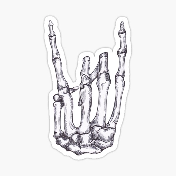 Rock On Skeleton Hand Sticker