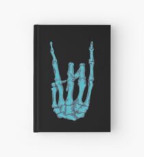 Rock On Skeleton Hand - Blue Hardcover Journal